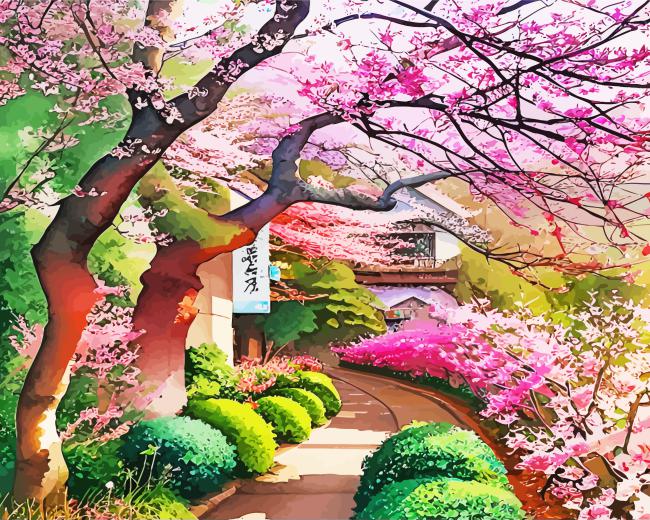 Spring Japanese Garden paint by numbers