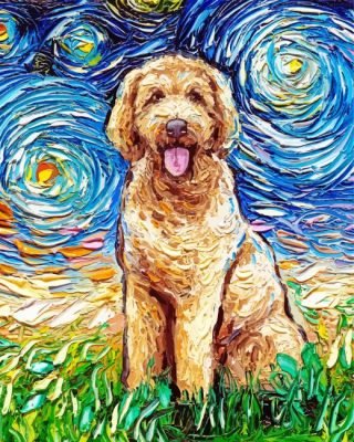 Starry Night Goldendoodle paint by numbers
