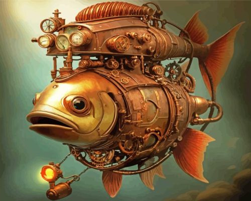 Steampunk Fish paint by numbers