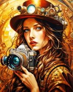 Steampunk Girl And Camera paint by numbers