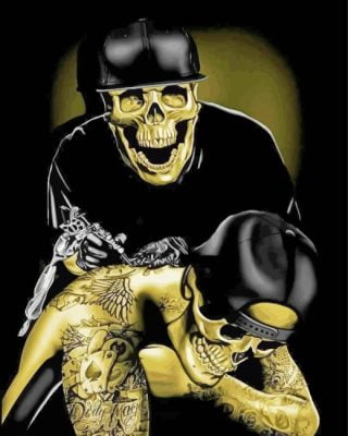 Tattoo Artist Skull paint by numbers