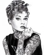 Tattooed Audrey Hepburn paint by numbers