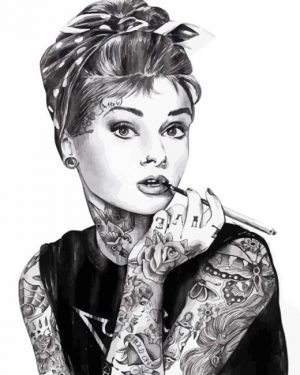 Tattooed Audrey Hepburn paint by numbers