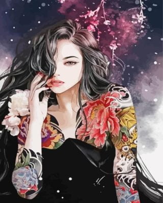 Tattooed Young Girl paint by numbers