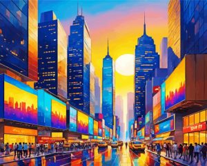 Times Square At Sunset paint by number