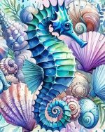 Tropical Seahorse paint by numbers