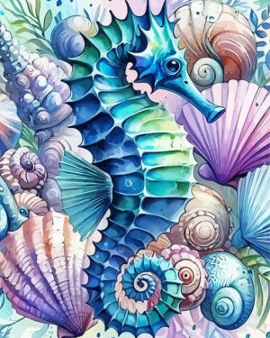 Tropical Seahorse paint by numbers