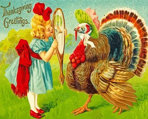 Vintage Thanksgiving Postcard paint by numbers