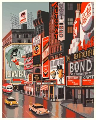 Vintage Times Square paint by numbers