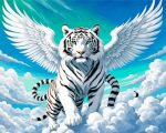 White Flying Tiger With Wings paint by numbers