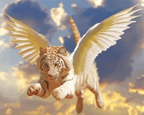 White Flying Tiger paint by numbers