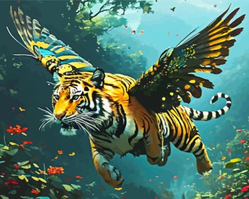 Wild Flying Tiger paint by numbers
