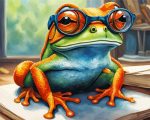 Wise frog with glasses paint by numbers