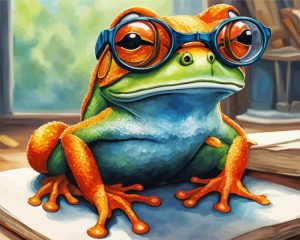 Wise frog with glasses paint by numbers