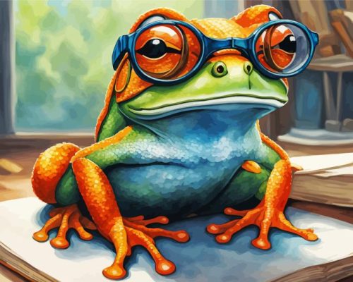 Wise frog with glasses paint by numbers