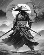 Black And White Samurai Paint By Number