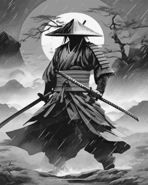 Black And White Samurai Paint By Number