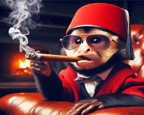 Capuchin Monkey Smoking Paint By Number