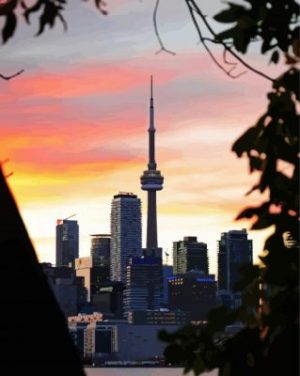 Cn Tower At Sunset Paint By Numbers