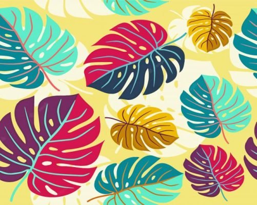 Colorful Monstera Leaves Paint By Numbers