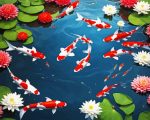 fishpond And Lotus flowers paint by number