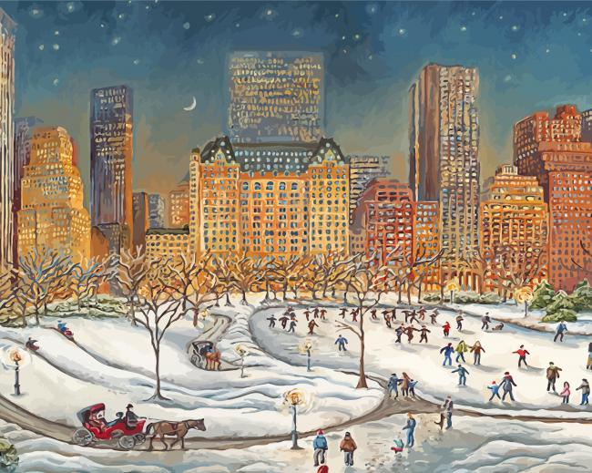 Night Winter Central Park Paint By Number