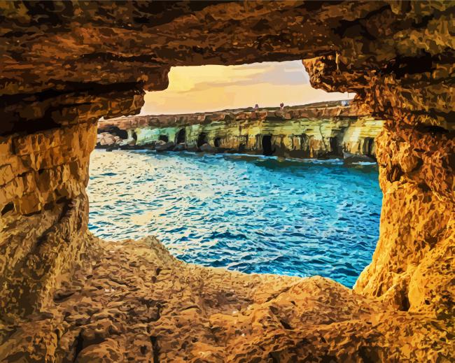 Seacave Cape Greco Cyprus Paint By Number
