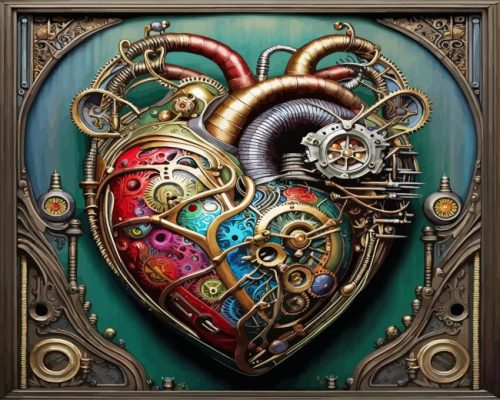 steampunk heart paint by number