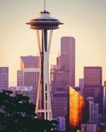 Sunrise Space Needle Washington Paint By Numbers