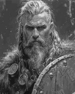 Monochrome Viking Warrior Paint By Number