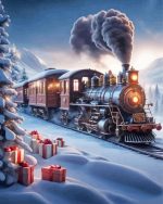 Christmas Steam Train Paint By Number