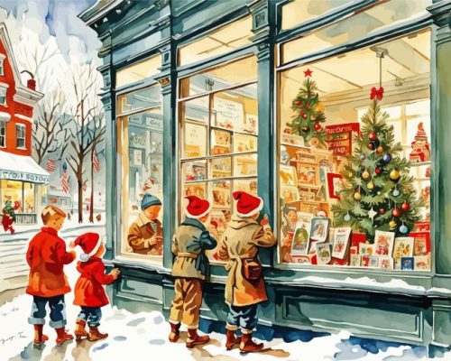 Christmas Toy Store Paint By Number