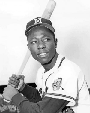 Black And White Hank Aaron Paint by Number