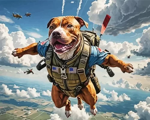 Pit Bull Skydiving Art Paint by Number