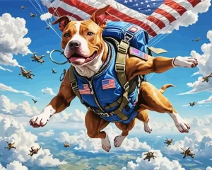 Pit Bull Dog Skydiving Art Paint by Number