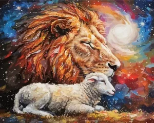 Abstract Lion And Lamb Art Paint by Number
