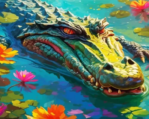 Aesthetic Alligator Paint by Number