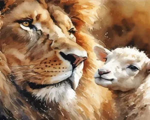 Lion And Lamb Paint by Number