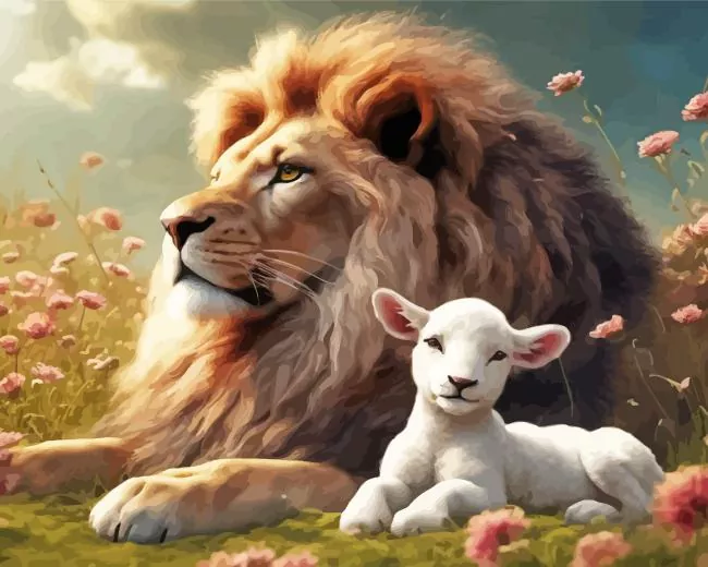 Lion And Lamb Art Paint by Number