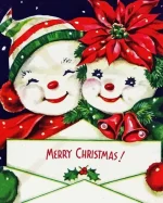 Hugging Snowman Couple Paint by Number