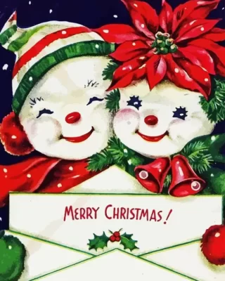 Hugging Snowman Couple Paint by Number