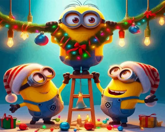 Christmas Minions Celebration Paint by Number