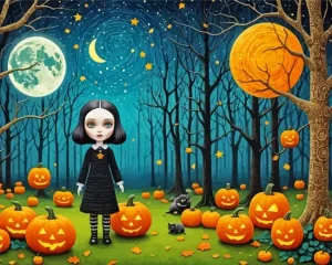 Aesthetic Halloween Girl Paint by Number