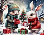 Christmas Bunnies Paint by Number
