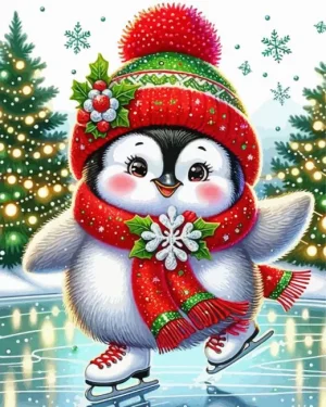 Christmas Penguin Paint by Number