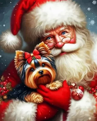 Christmas Santa And Dog Paint by Number