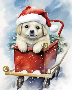 Christmas Snowy Dog Paint by Number