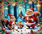 Christmas Squirrels Paint by Number