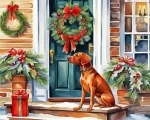 Christmas Vizsla Dog Paint by Number