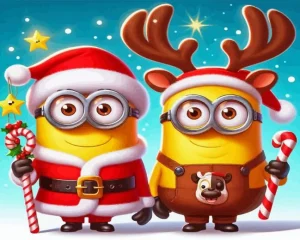 Cute Christmas Minions Paint by Number